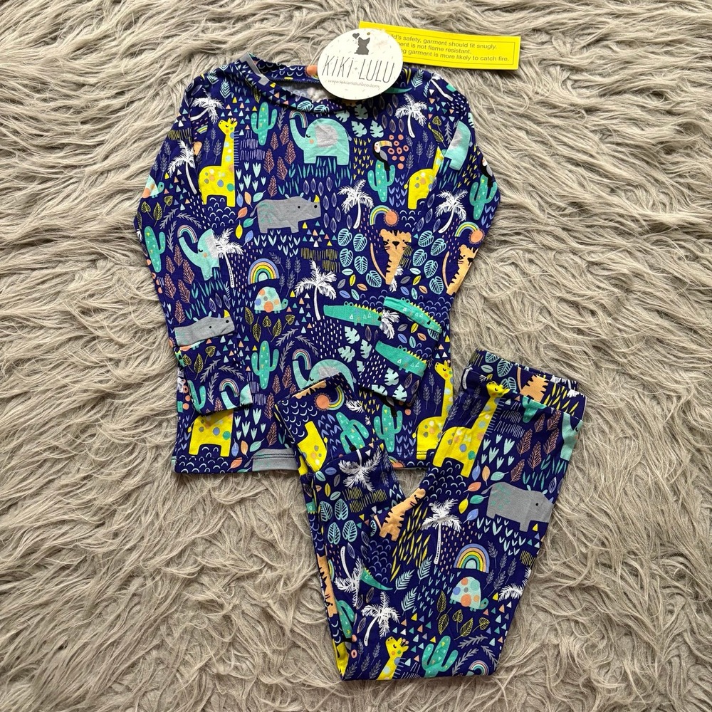 Kiki + Lulu Bamboo 2‎ Piece Set Animals Rainbows Cactus Toddler 2T Unisex NWT